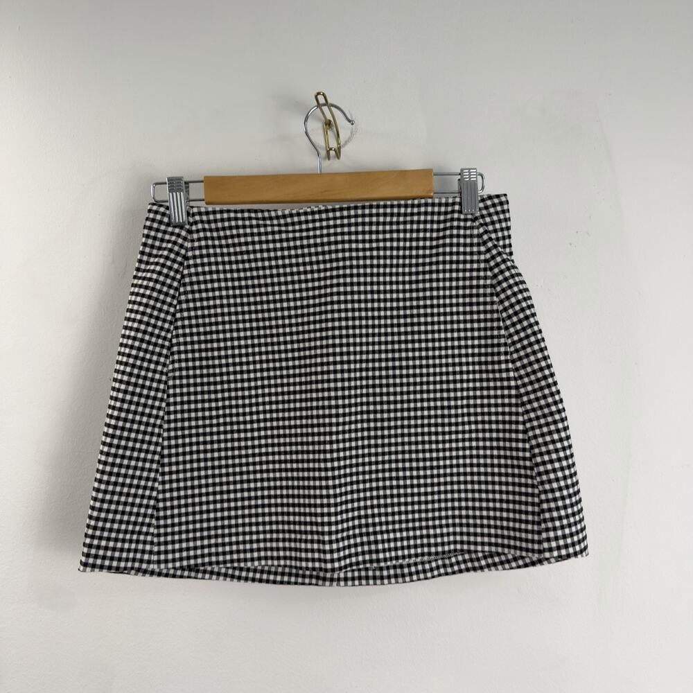 Urban Outfitters Skirt Mini Gingham Check Black Ivory White Medium Preppy
